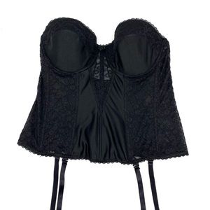 goth black lace bustier corset top 42B